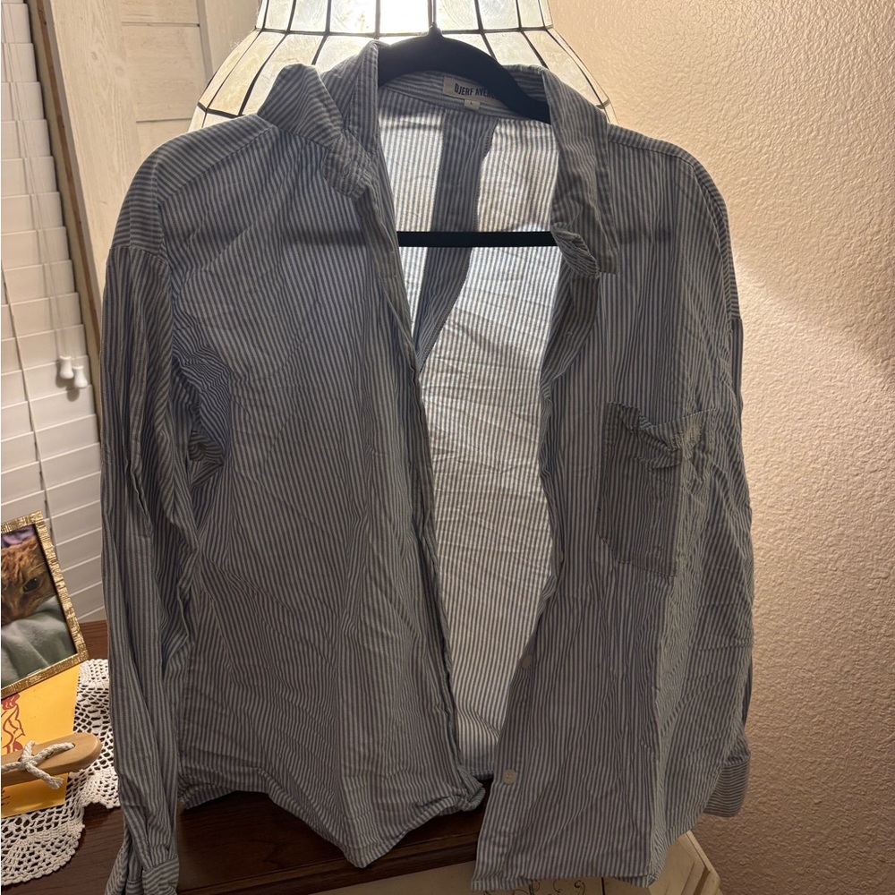 Djerf Avenue Striped Blue Breezy Shirt
